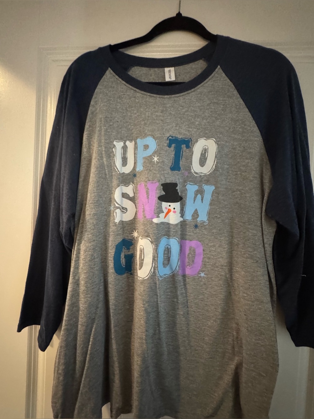 Jerzees Grey & Navy 'Up to Snow Good' Raglan Tee